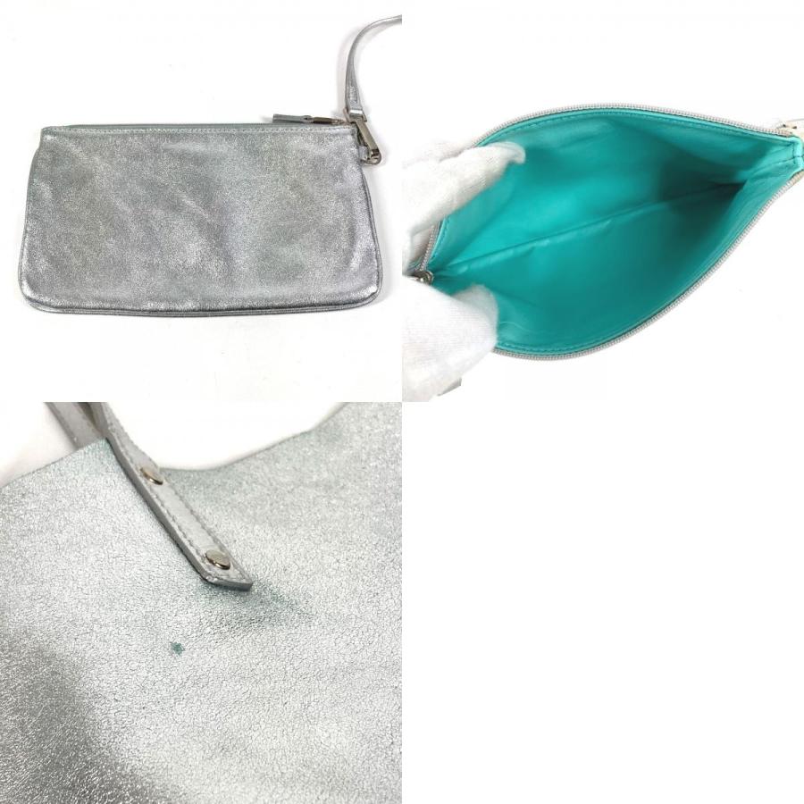 TIFFANY&Co. ティファニー ロゴ リバーシブル メタリック カバン トートバッグ ポーチ付き ハンドバッグ シルバー ユニセックス【中古】 | TIFFANY&Co. | 09