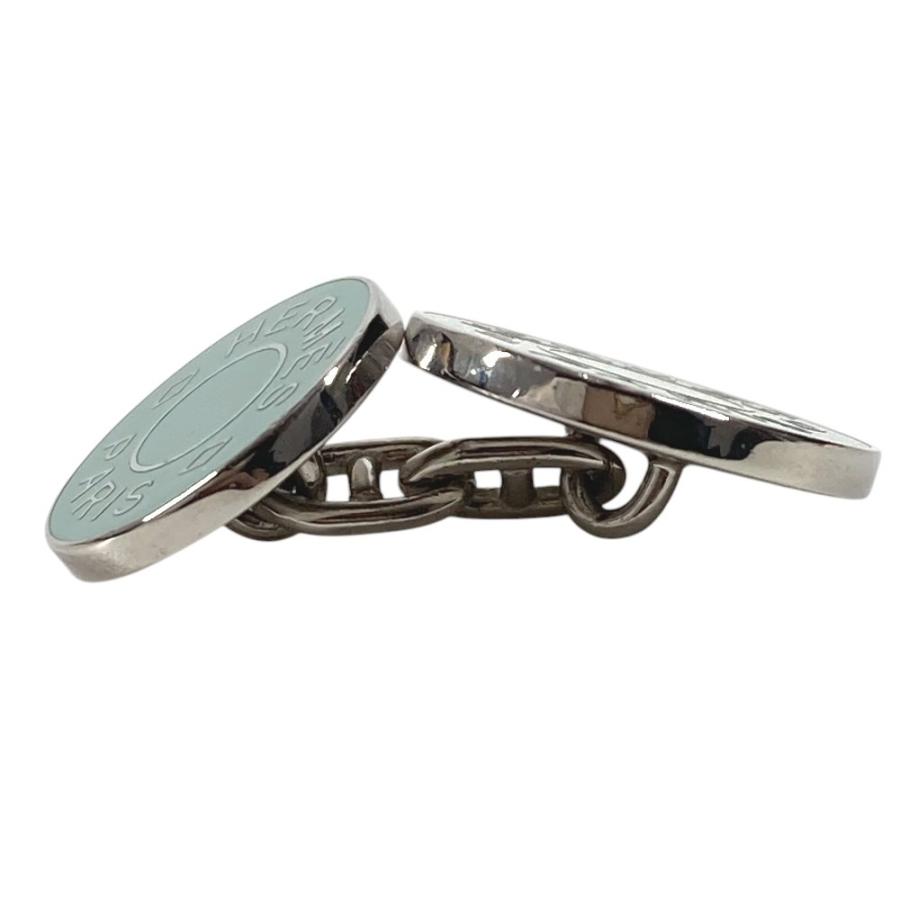 HERMES エルメス セリエ ロゴ カフス アクセサリー カフリンクス ボタン カフス ブルー ユニセックス【中古】 | HERMES | 05