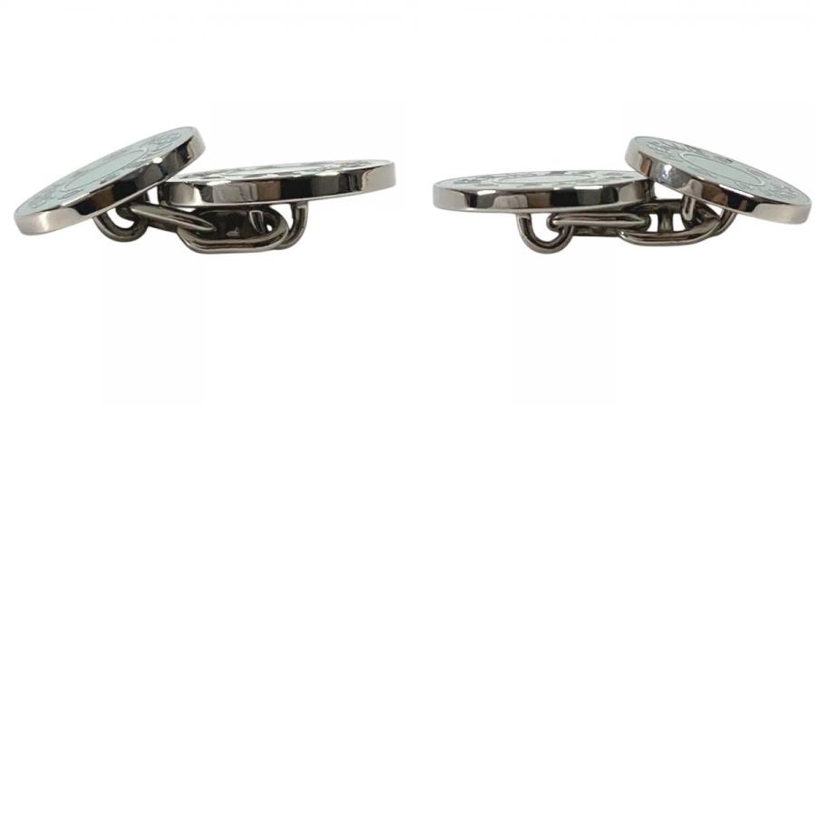 HERMES エルメス セリエ ロゴ カフス アクセサリー カフリンクス ボタン カフス ブルー ユニセックス【中古】 | HERMES | 09