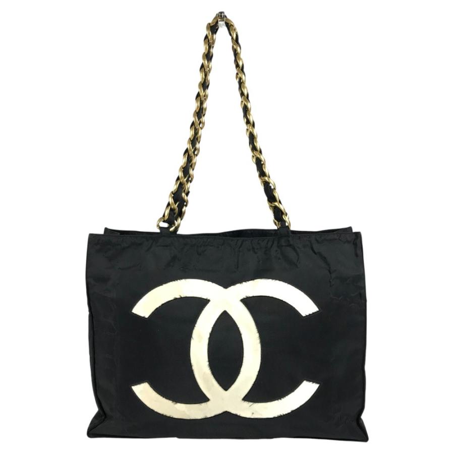 CHANEL シャネル CC ココマーク ロゴ トートバッグ 肩掛け チェーンバッグ Wチェーン カバン ショルダーバッグ ブラック 【中古】 | CHANEL | 01