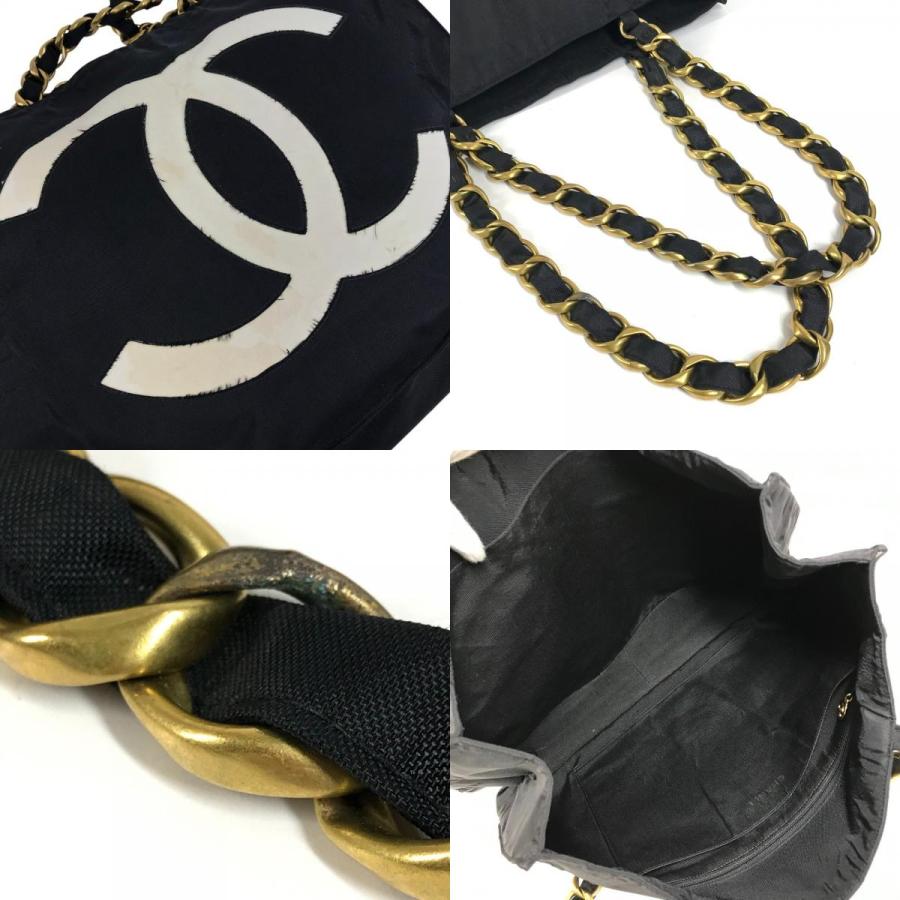 CHANEL シャネル CC ココマーク ロゴ トートバッグ 肩掛け チェーンバッグ Wチェーン カバン ショルダーバッグ ブラック 【中古】 | CHANEL | 08
