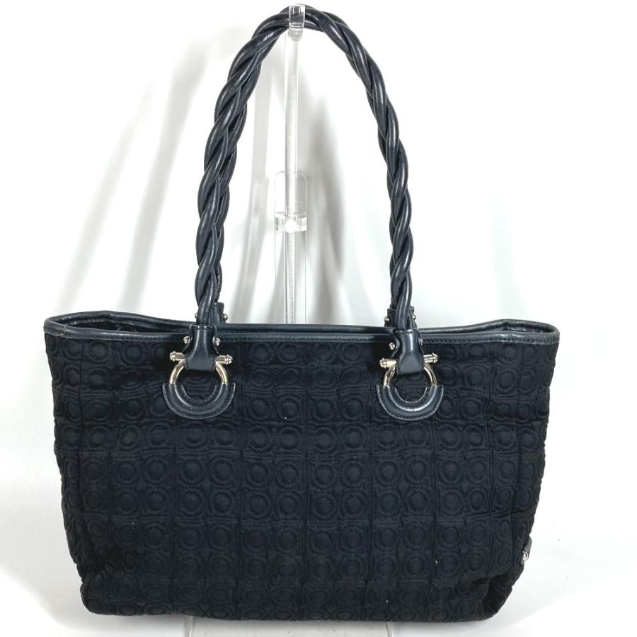 Salvatore Ferragamo サルヴァトーレフェラガモ ガンチーニ ロゴ 肩掛け カバン  トートバッグ  ショルダーバッグ ブラック 【中古】 |  | 01