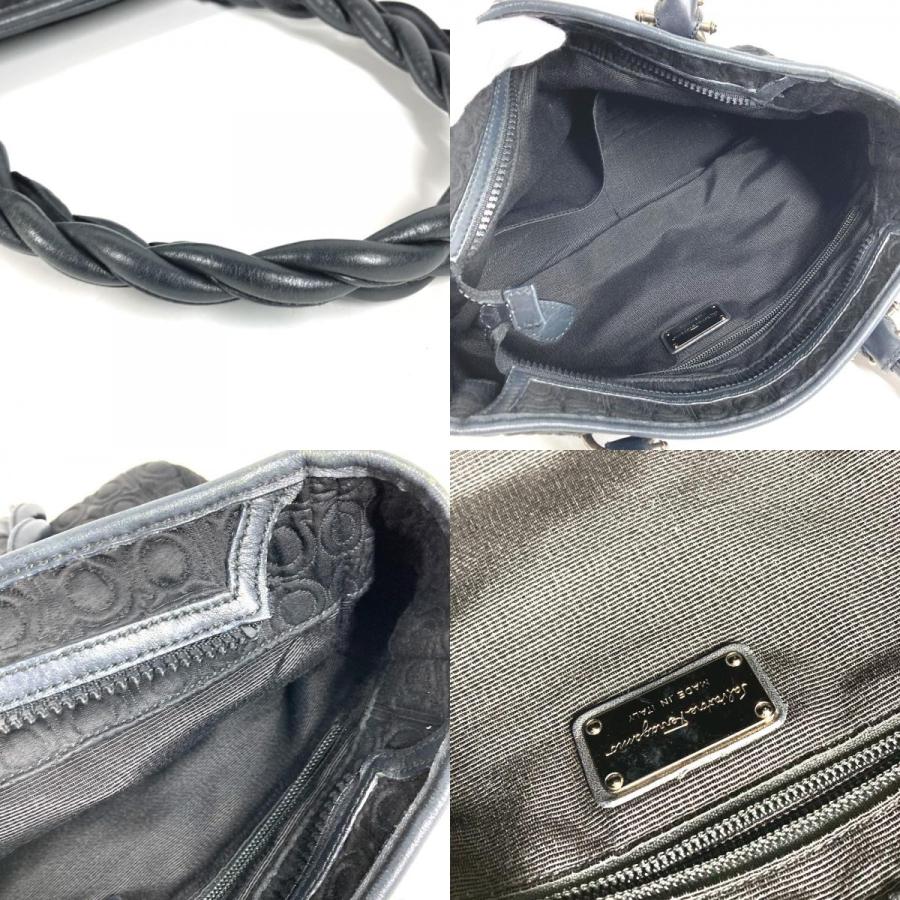 Salvatore Ferragamo サルヴァトーレフェラガモ ガンチーニ ロゴ 肩掛け カバン  トートバッグ  ショルダーバッグ ブラック 【中古】 |  | 08