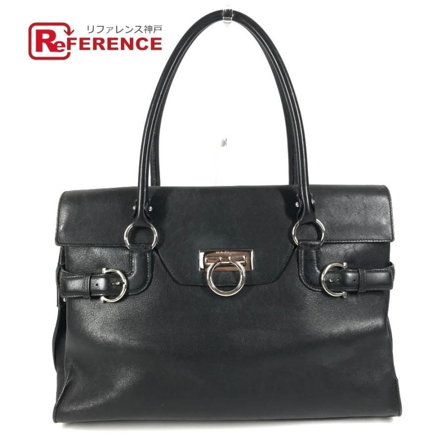 Salvatore Ferragamo サルヴァトーレフェラガモ ガンチーニ トートバッグ ビジネスバッグ ショルダーバッグ ブラック ユニセックス【中古】 | 
