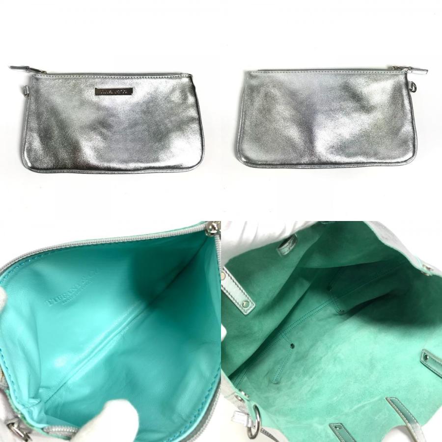 TIFFANY&Co. ティファニー ロゴ リバーシブル カバン トートバッグ  ポーチ付き ハンドバッグ シルバー ユニセックス【中古】 | TIFFANY&Co. | 08