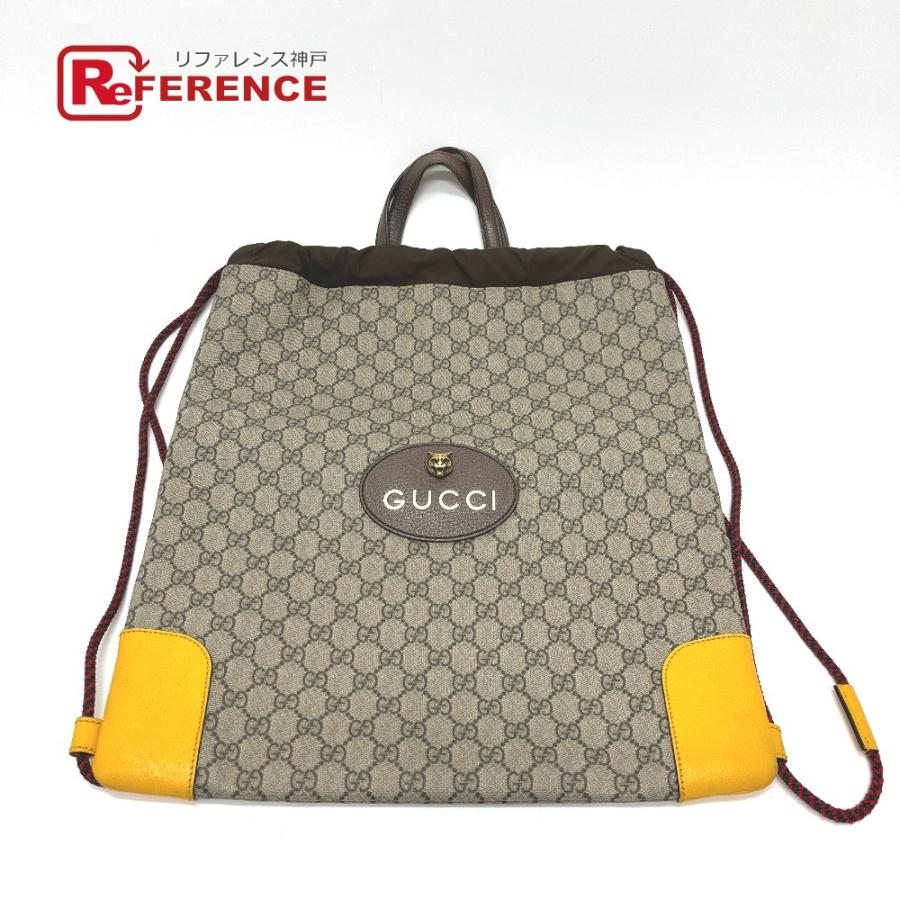 GUCCI グッチ 473872 キャットヘッド ドローストリングバックパック ナップサック GGスプリーム リュック ベージュ ユニセックス【中古】 | GUCCI