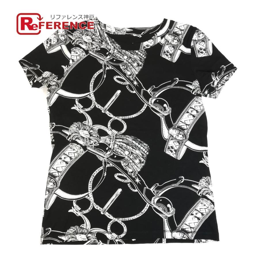HERMES エルメス 総柄 ロゴ アパレル トップス 半袖 半袖Ｔシャツ ブラック レディース【中古】 | HERMES