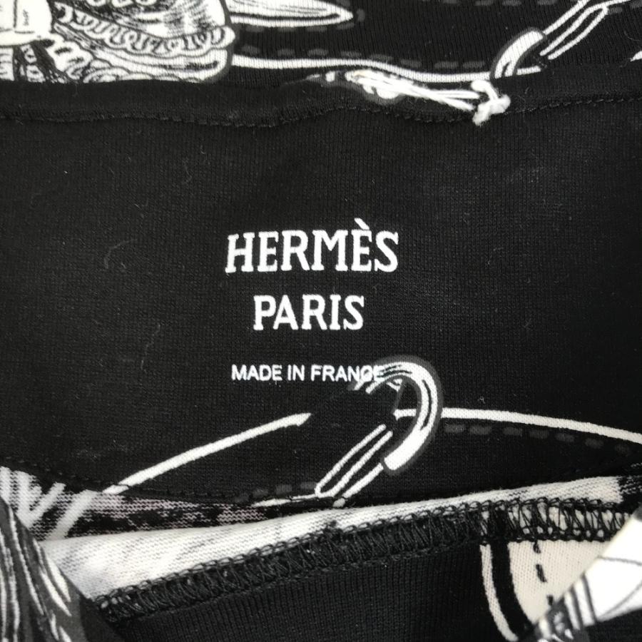 HERMES エルメス 総柄 ロゴ アパレル トップス 半袖 半袖Ｔシャツ ブラック レディース【中古】 | HERMES | 02