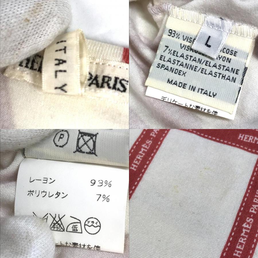 HERMES エルメス 総柄 ロゴ ボルデュック りぼん リボン アパレル トップス 七分丈 トップスその他 レッド レディース【中古】 | HERMES | 08