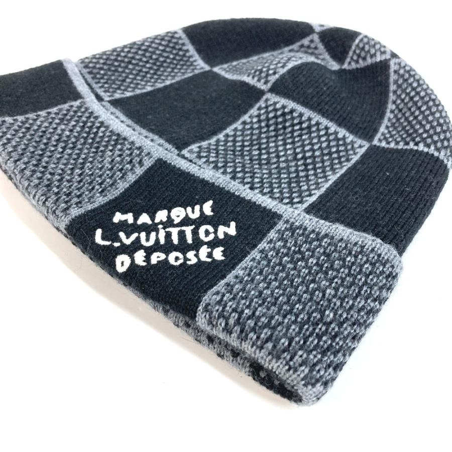美品 LOUIS VUITTON ルイヴィトン M92737 ビーニー ダミエ ヘリテージ ビーニー 帽子 ニット帽 ニットキャップ ニット帽 ブラック【中古】 | LOUIS VUITTON | 02