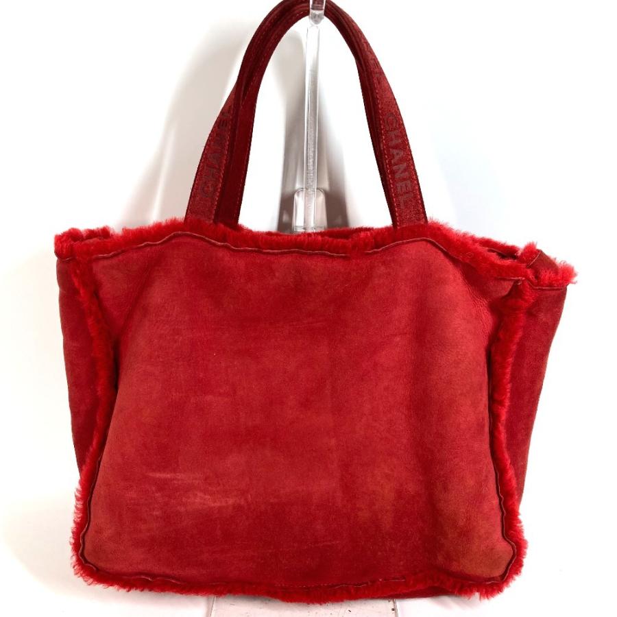 CHANEL シャネル ロゴ ファー カバン 肩掛け トートバッグ ヴィンテージ ショルダーバッグ レッド レディース【中古】 | CHANEL | 01