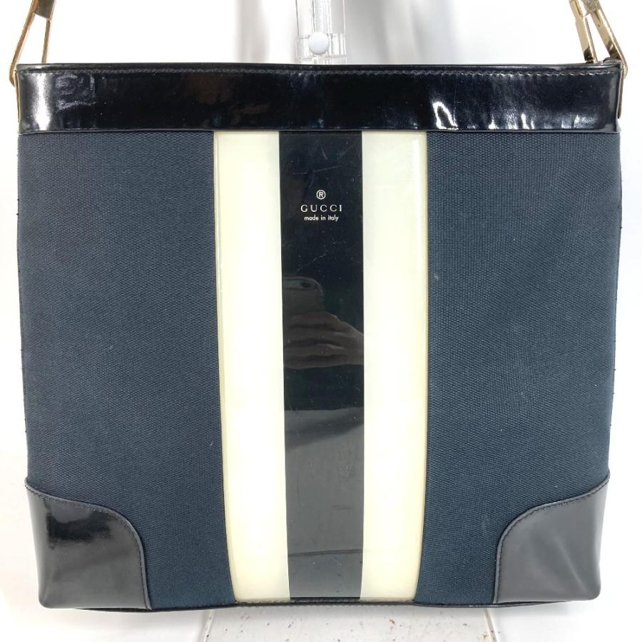 GUCCI グッチ 001 4231 ロゴ ストライプ カバン 肩掛け トートバッグ ヴィンテージ ショルダーバッグ ブラック ユニセックス【中古】 | GUCCI | 01