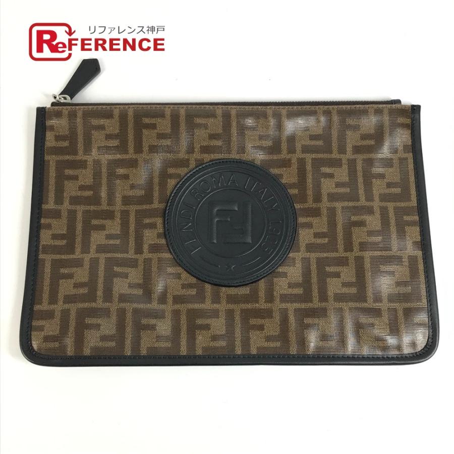 FENDI フェンディ 7N0078 ズッカ ロゴ カバン ポーチ セカンドバッグ クラッチバッグ ブラウン ユニセックス【中古】 | FENDI