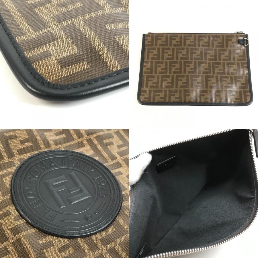 FENDI フェンディ 7N0078 ズッカ ロゴ カバン ポーチ セカンドバッグ クラッチバッグ ブラウン ユニセックス【中古】 | FENDI | 08