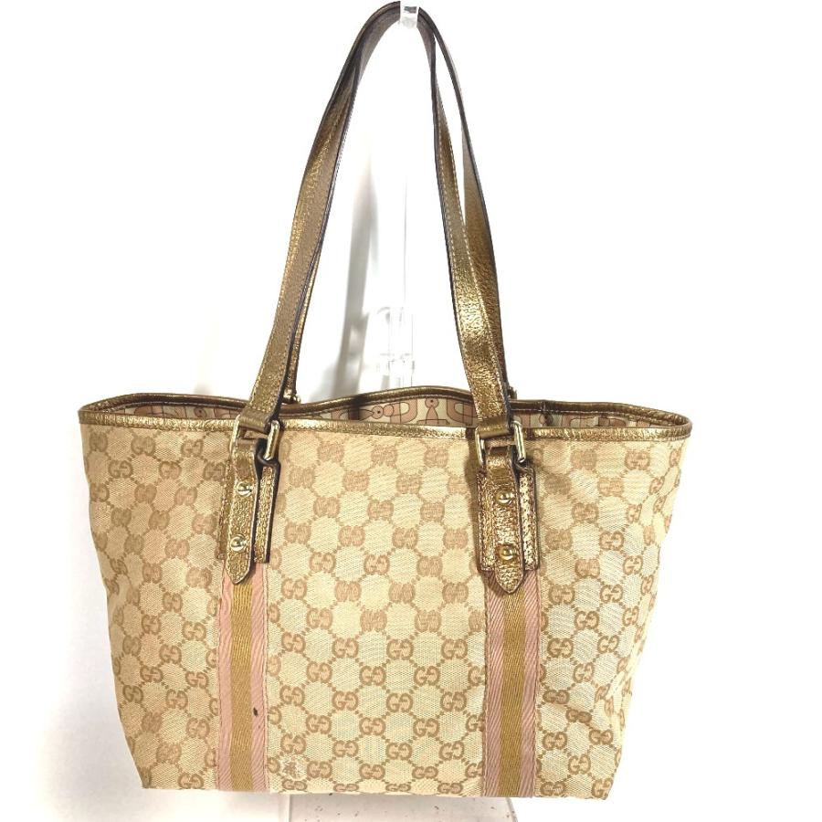 GUCCI グッチ 137396 ロゴ GG カバン 肩掛け トートバッグ チャーム付き ショルダーバッグ ベージュ ユニセックス【中古】 | GUCCI | 01