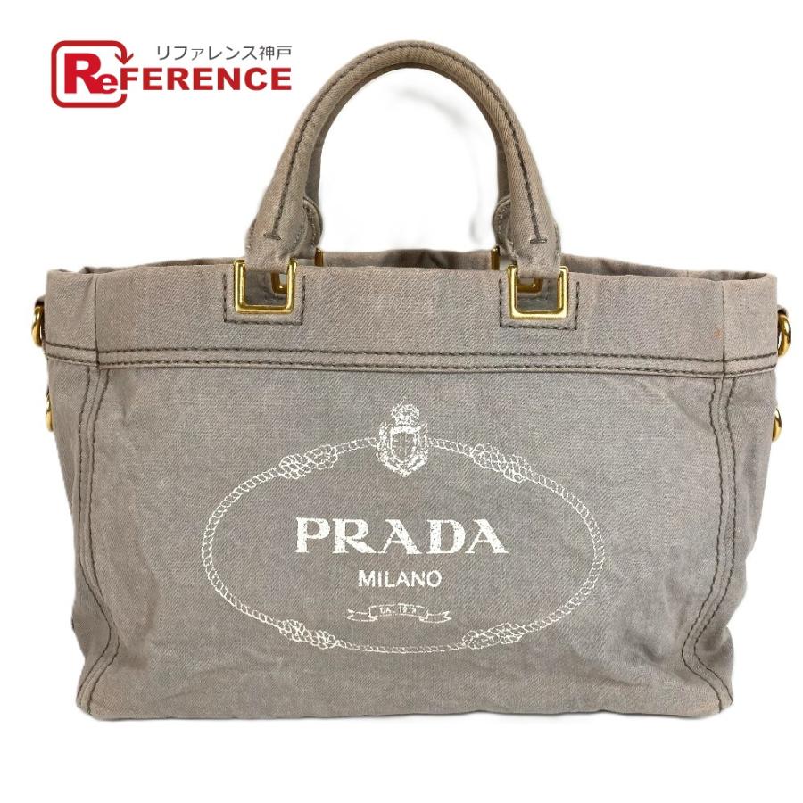 PRADA プラダ カナパ ロゴ カバン トートバッグ ハンドバッグ グレー系 ユニセックス【中古】 | PRADA