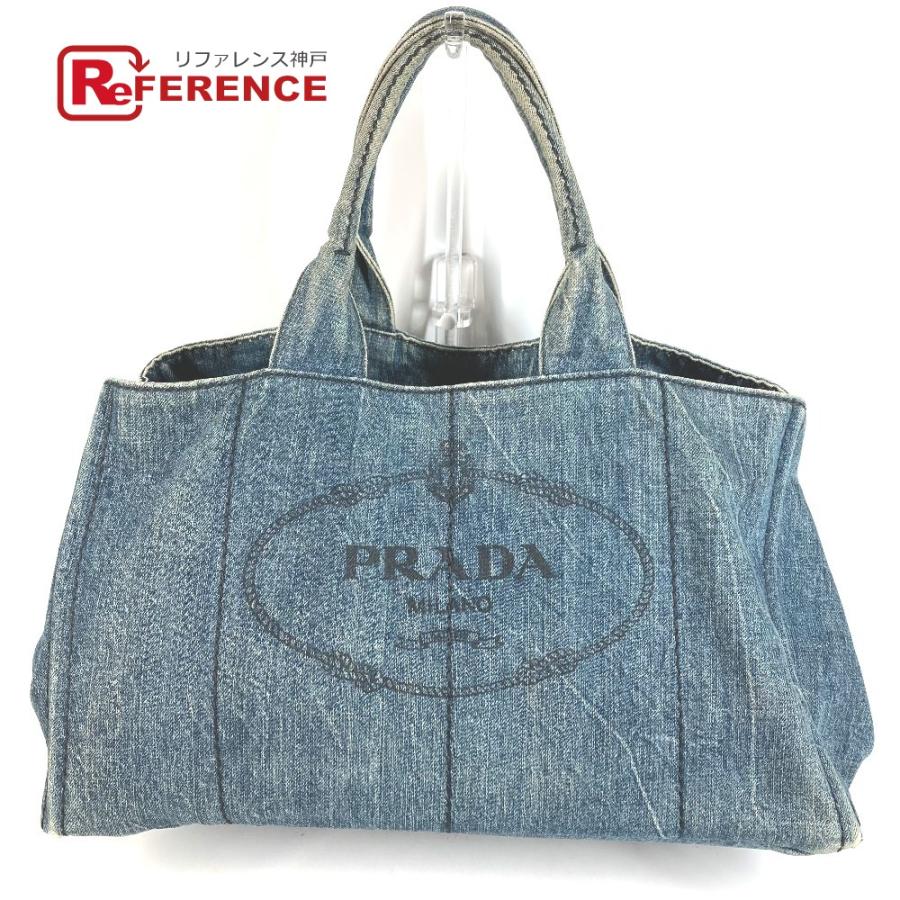 PRADA プラダ B1872B カナパ ロゴ ハンドバッグ ショルダーバッグ トートバッグ ブルー ユニセックス【中古】 | PRADA