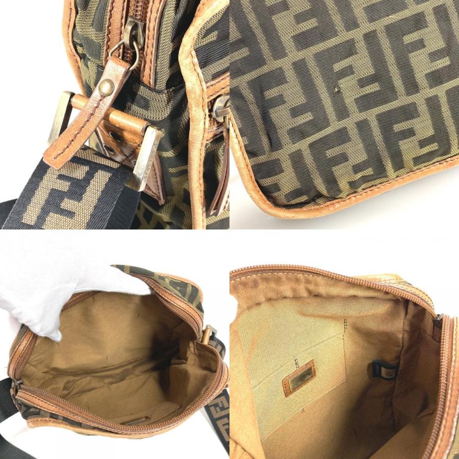 FENDI フェンディ ズッカ ロゴ カバン 斜め掛け ポシェット ショルダーバッグ ブラウン ユニセックス【中古】 | FENDI | 08