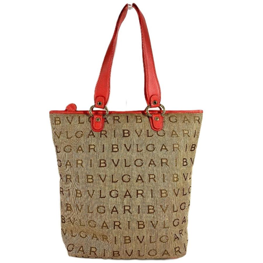 BVLGARI ブルガリ ロゴマニア ロゴ 縦型 肩掛け カバン トートバッグ  ショルダーバッグ ベージュ ユニセックス【中古】 | BVLGARI | 01