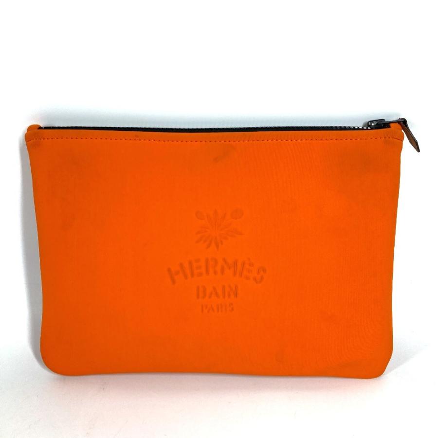 HERMES エルメス ネオバンＭM  クラッチバッグ カバン メイクポーチ マルチポーチ レオパード 豹 ヒョウ ポーチ オレンジ 【中古】 | HERMES | 01