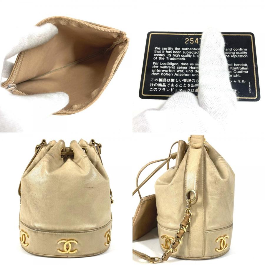 CHANEL シャネル トリプルココ CC ココマーク ロゴ 巾着 カバン 斜め掛け ポーチ付き ヴィンテージ ショルダーバッグ ベージュ 【中古】 | CHANEL | 07