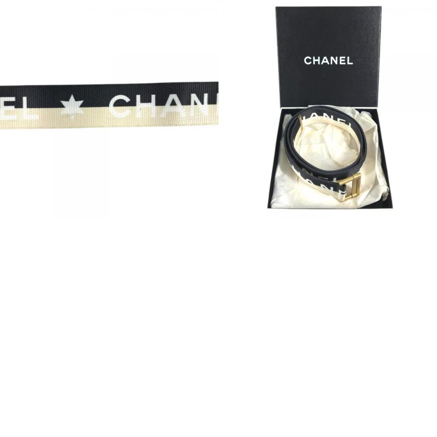 CHANEL シャネル CC ココマーク ロゴ 01S ベルト プリントバイカラーベルト ローラーバックル バイカラー ブラック系 レディース【中古】 | CHANEL | 09