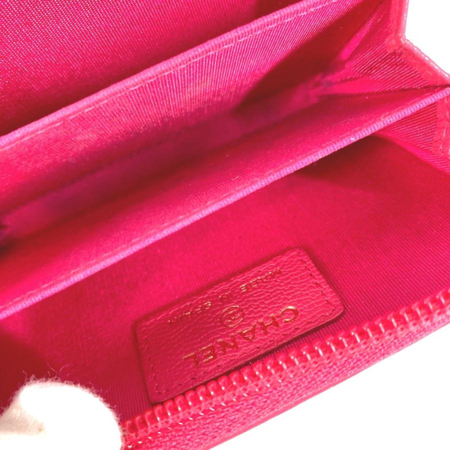 CHANEL シャネル CC ココマーク ロゴ  財布 小銭入れ ラウンドファスナー コインケース ピンク レディース【中古】 | CHANEL | 08