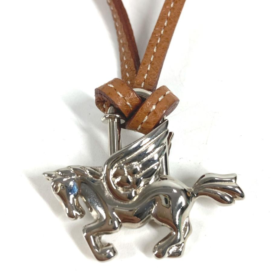 HERMES エルメス ペガサス 1993年限定 ネックレス チョーカー 革紐 レザー カデナ シルバー ユニセックス【中古】 | HERMES | 01
