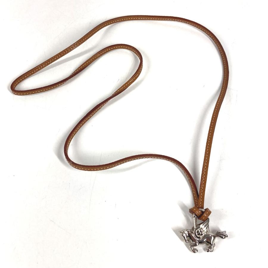 HERMES エルメス ペガサス 1993年限定 ネックレス チョーカー 革紐 レザー カデナ シルバー ユニセックス【中古】 | HERMES | 03