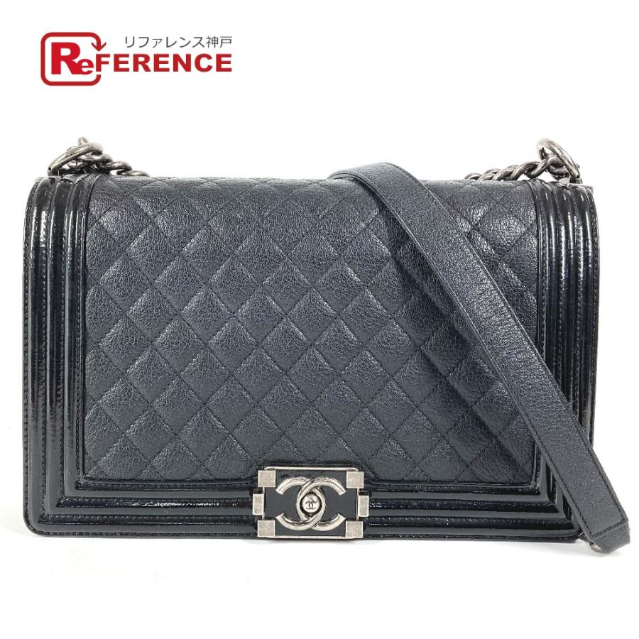 CHANEL シャネル A92193 ボーイシャネル ラージ 28 カバン Wチェーンバッグ マトラッセ ショルダーバッグ ブラック ユニセックス【中古】 | CHANEL