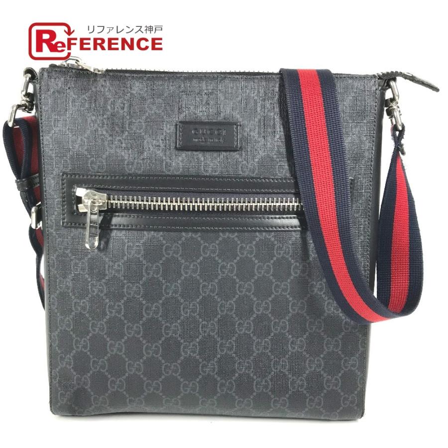 GUCCI グッチ 474137 クーリエ 斜め掛け カバン メッセンジャーバッグ GGスプリーム ロゴ ショルダーバッグ ブラック ユニセックス【中古】 | GUCCI