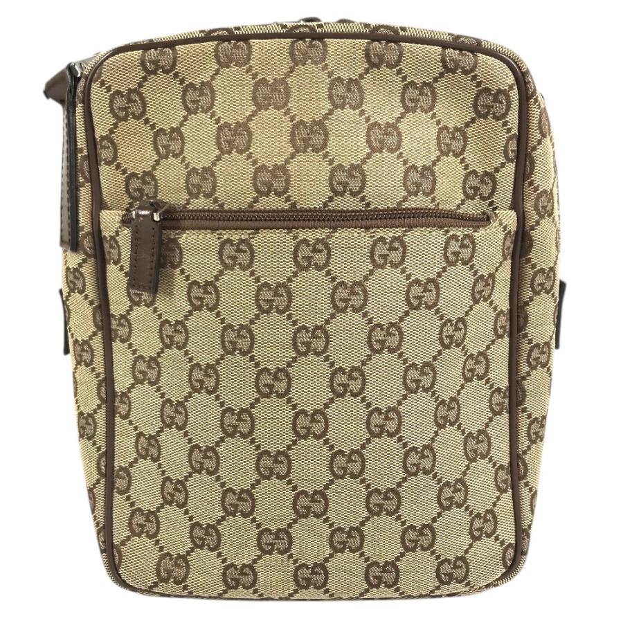 GUCCI グッチ 03136 GG ロゴ 総柄 カバン 肩掛け ショルダーバッグ ベージュ ブラウン ユニセックス【中古】 | GUCCI | 01