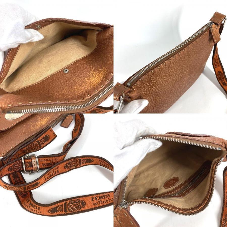 FENDI フェンディ セレリア ロゴ 斜め掛け ポシェット カバン ショルダーバッグ ブラウン ユニセックス【中古】 | FENDI | 08