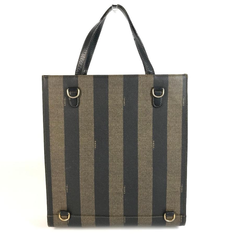 FENDI フェンディ ペカン ロゴ ストライプ カバン トートバッグ 縦型トート ヴィンテージ ハンドバッグ カーキ ユニセックス【中古】 | FENDI | 01