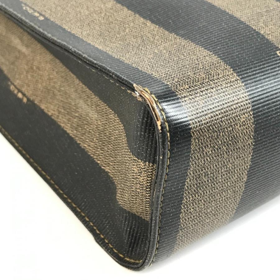 FENDI フェンディ ペカン ロゴ ストライプ カバン トートバッグ 縦型トート ヴィンテージ ハンドバッグ カーキ ユニセックス【中古】 | FENDI | 06