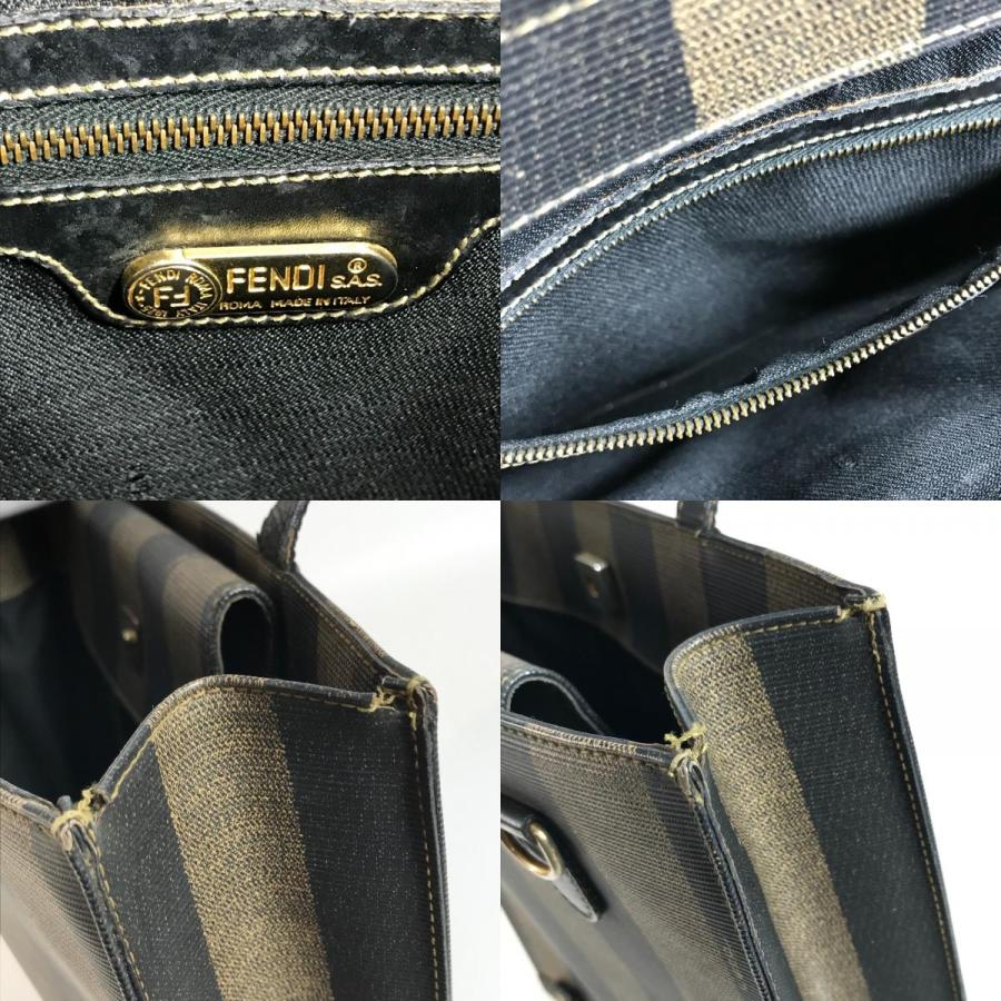 FENDI フェンディ ペカン ロゴ ストライプ カバン トートバッグ 縦型トート ヴィンテージ ハンドバッグ カーキ ユニセックス【中古】 | FENDI | 09