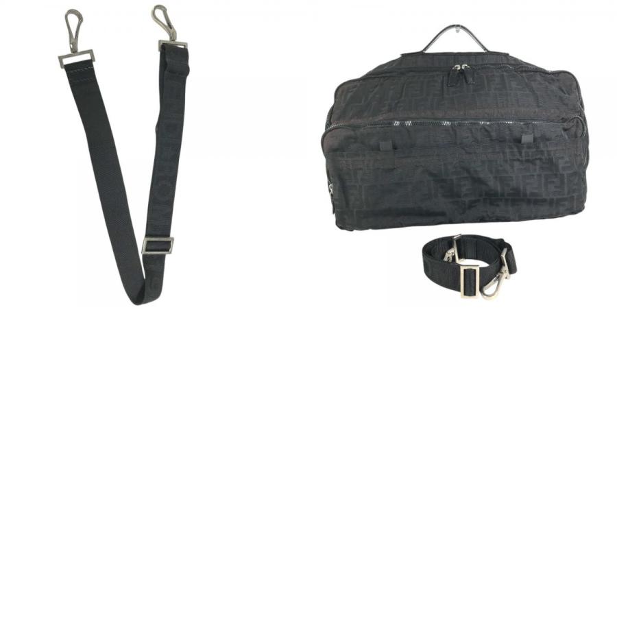 FENDI フェンディ FF ロゴ ズッカ カバン 2WAY ボストンバッグ 旅行バッグ 大容量 ナイロン 軽量 バッグ  ブラック ユニセックス【中古】 | FENDI | 09