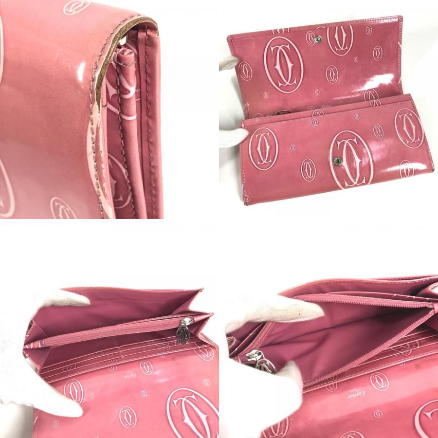 CARTIER カルティエ ハッピーバースデー ロゴ ロングウォレット 2つ折り フラップ 長財布 ピンク ユニセックス【中古】 | Cartier | 08