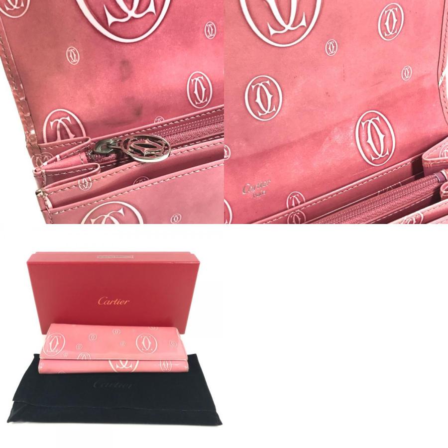 CARTIER カルティエ ハッピーバースデー ロゴ ロングウォレット 2つ折り フラップ 長財布 ピンク ユニセックス【中古】 | Cartier | 09
