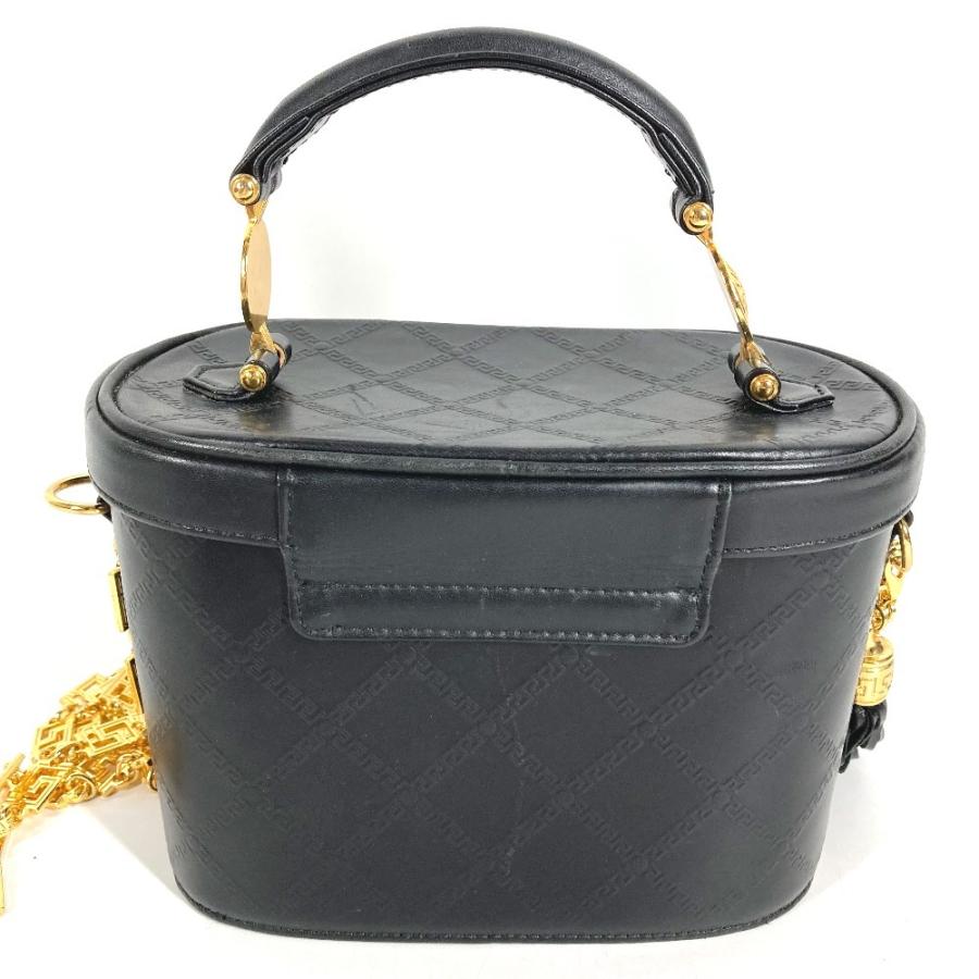 VERSACE ヴェルサーチ サンバースト ロゴ バニティバッグ 斜め掛け カバン ハンドバッグ  ヴィンテージ ショルダーバッグ ブラック【中古】 |  | 01