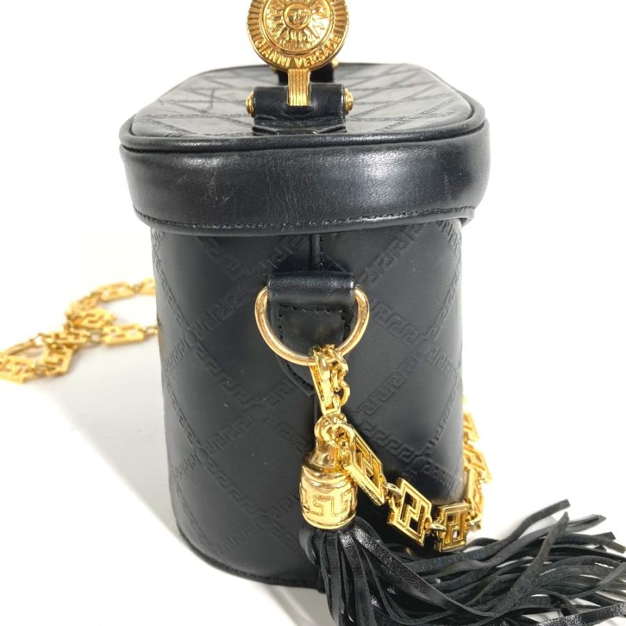 VERSACE ヴェルサーチ サンバースト ロゴ バニティバッグ 斜め掛け カバン ハンドバッグ  ヴィンテージ ショルダーバッグ ブラック【中古】 |  | 02