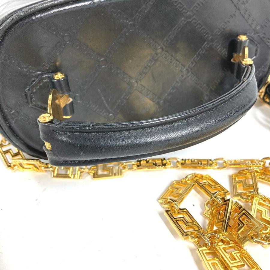 VERSACE ヴェルサーチ サンバースト ロゴ バニティバッグ 斜め掛け カバン ハンドバッグ  ヴィンテージ ショルダーバッグ ブラック【中古】 |  | 05