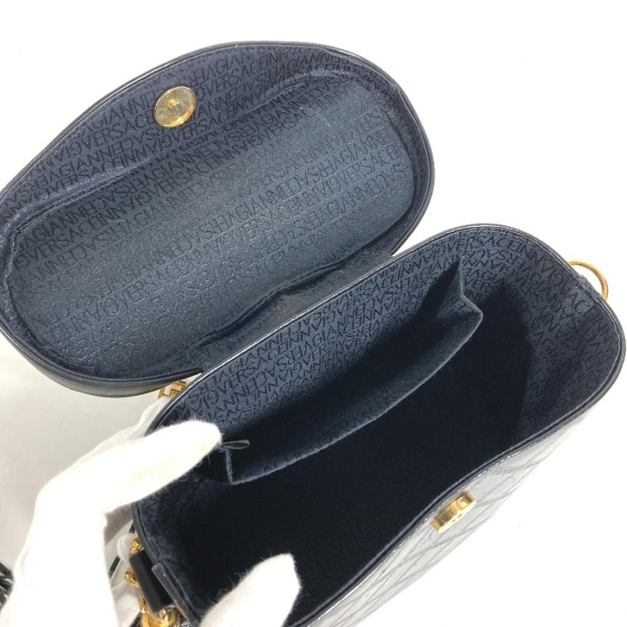VERSACE ヴェルサーチ サンバースト ロゴ バニティバッグ 斜め掛け カバン ハンドバッグ  ヴィンテージ ショルダーバッグ ブラック【中古】 |  | 06