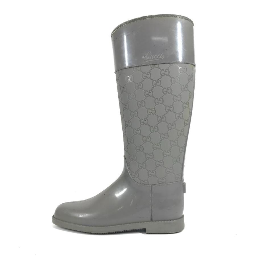 GUCCI グッチ GG ロングブーツ 靴 レインブーツ ロング 長靴 雨 レインシューズ グレー レディース【中古】 | GUCCI | 03