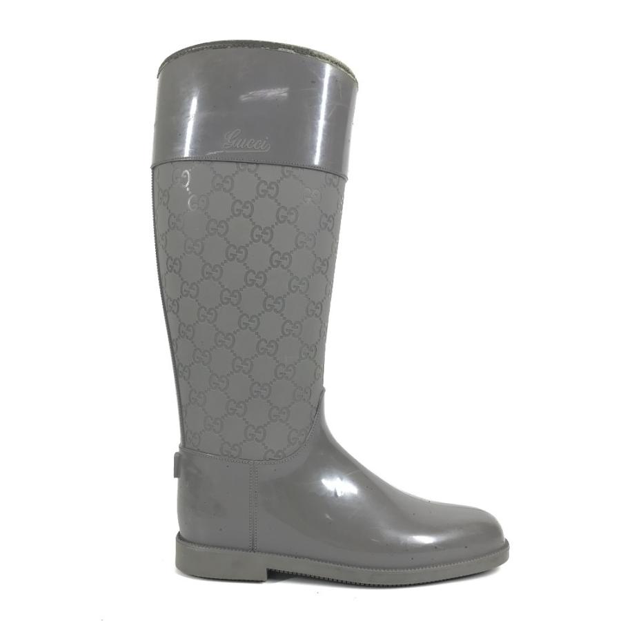 GUCCI グッチ GG ロングブーツ 靴 レインブーツ ロング 長靴 雨 レインシューズ グレー レディース【中古】 | GUCCI | 06