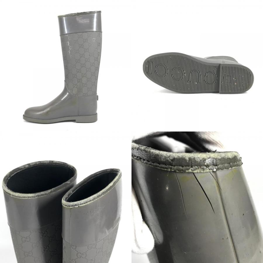 GUCCI グッチ GG ロングブーツ 靴 レインブーツ ロング 長靴 雨 レインシューズ グレー レディース【中古】 | GUCCI | 07