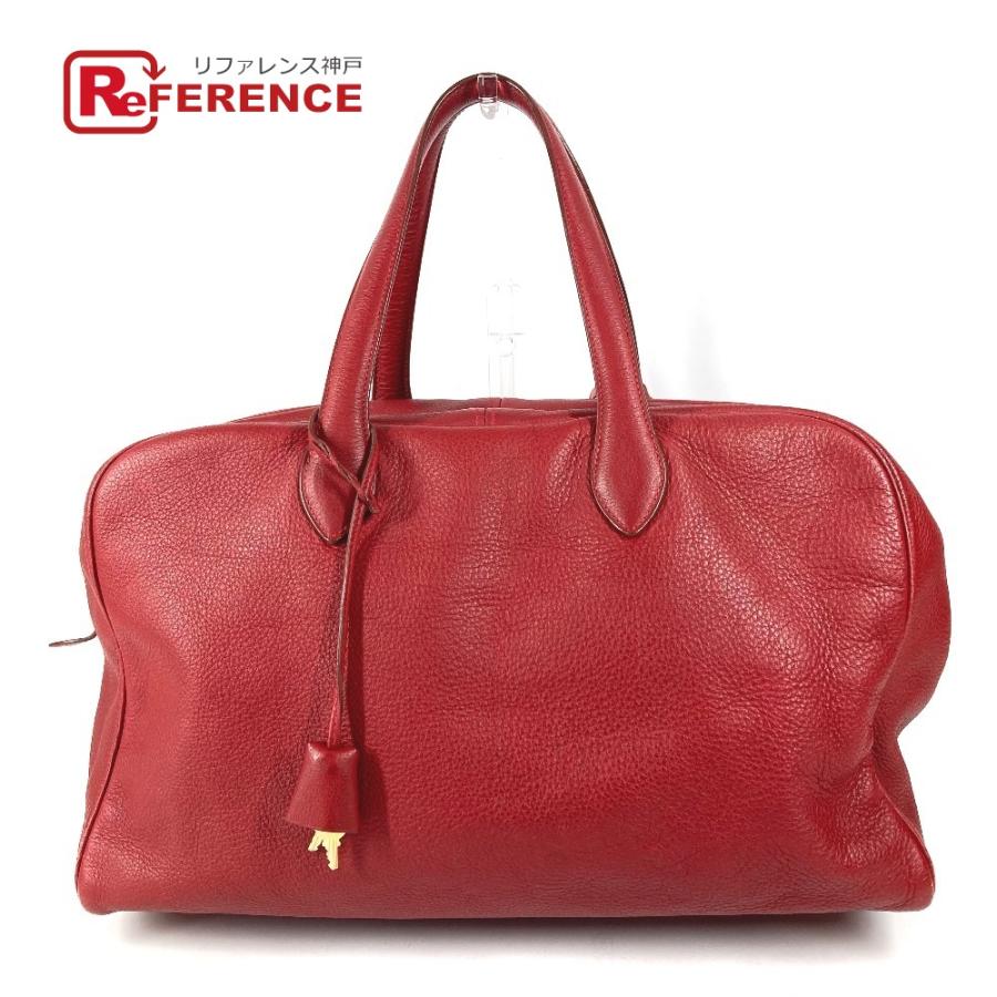 HERMES エルメス ヴィクトリア43 ヴィクトリア 43 旅行バッグ カバン トラベルバッグ　バッグ ボストンバッグ レッド ユニセックス【中古】 | HERMES