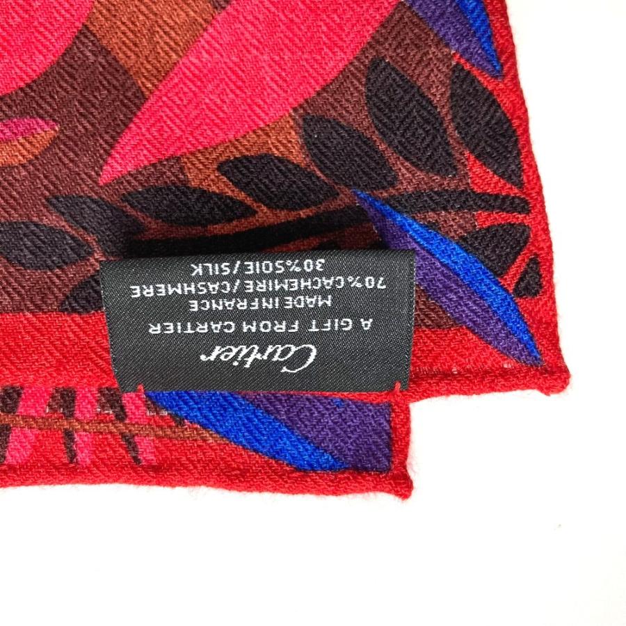 新品同様 CARTIER カルティエ 大判 スカーフ 140 ストール パンテール 豹 ヒョウ ロゴ ショール レッド ユニセックス【中古】 | Cartier | 04