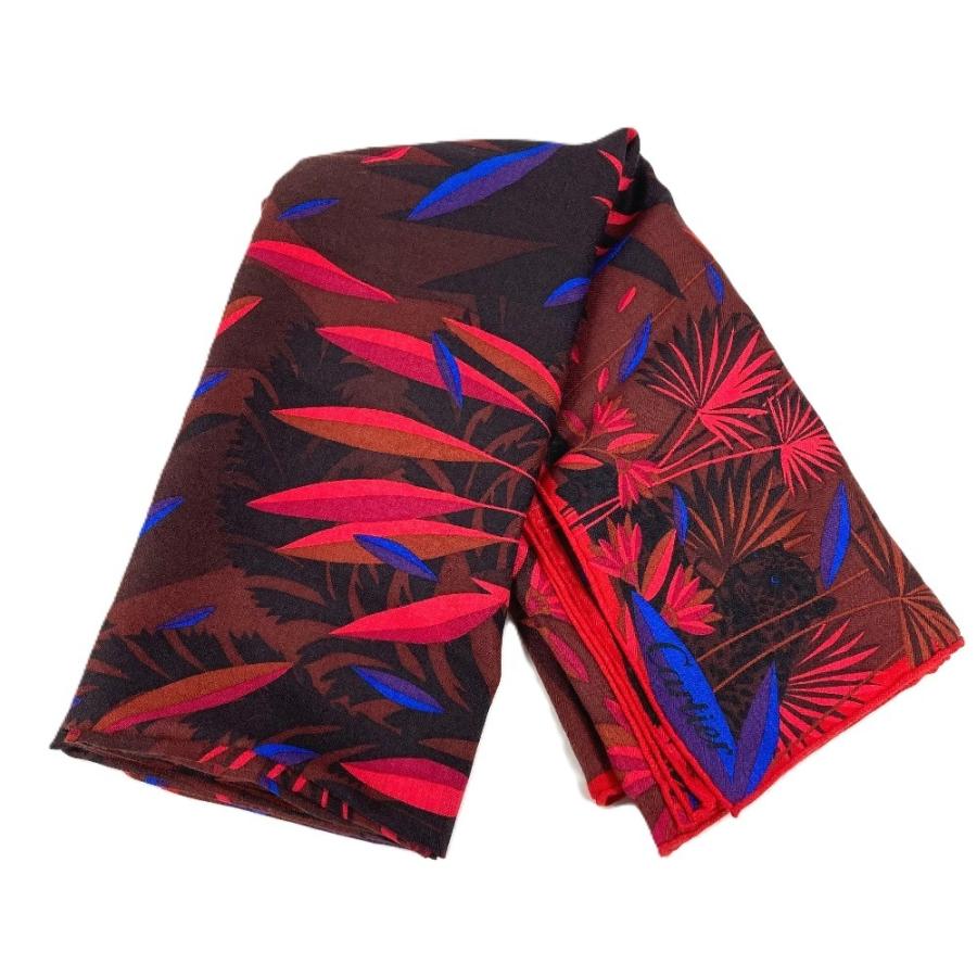 新品同様 CARTIER カルティエ 大判 スカーフ 140 ストール パンテール 豹 ヒョウ ロゴ ショール レッド ユニセックス【中古】 | Cartier | 07