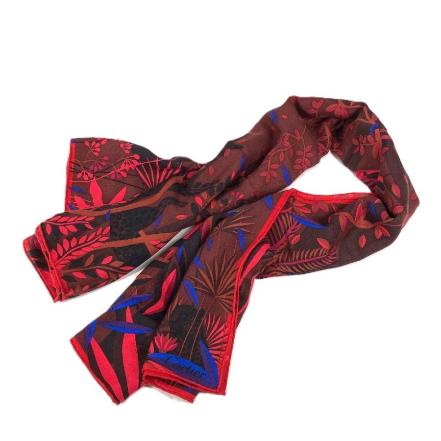 新品同様 CARTIER カルティエ 大判 スカーフ 140 ストール パンテール 豹 ヒョウ ロゴ ショール レッド ユニセックス【中古】 | Cartier | 08